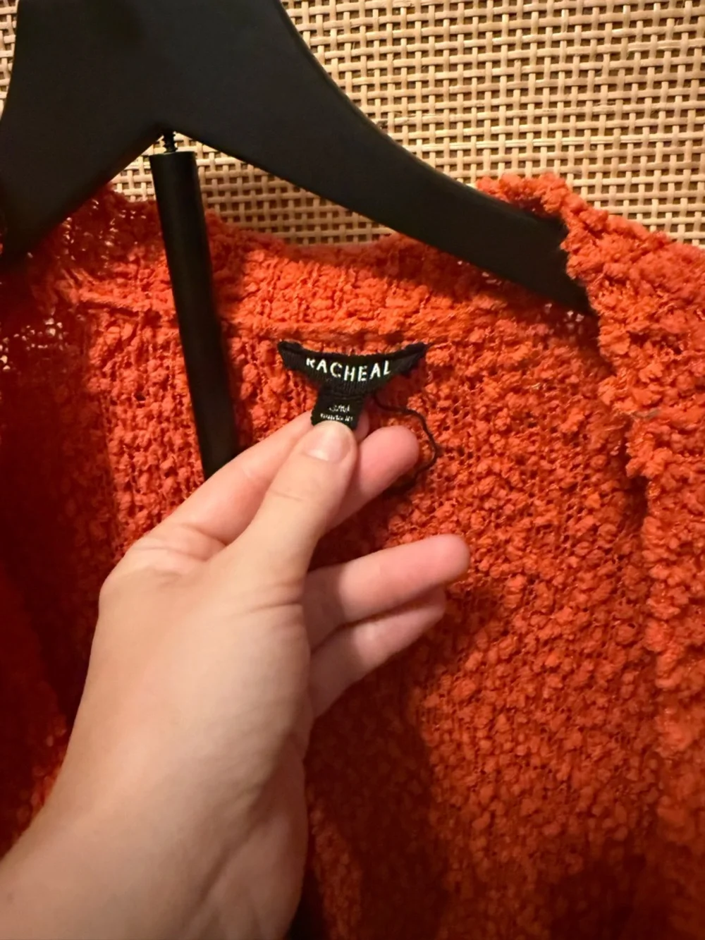 Rachel Textured Open-Front Cardigan in Bright Orange